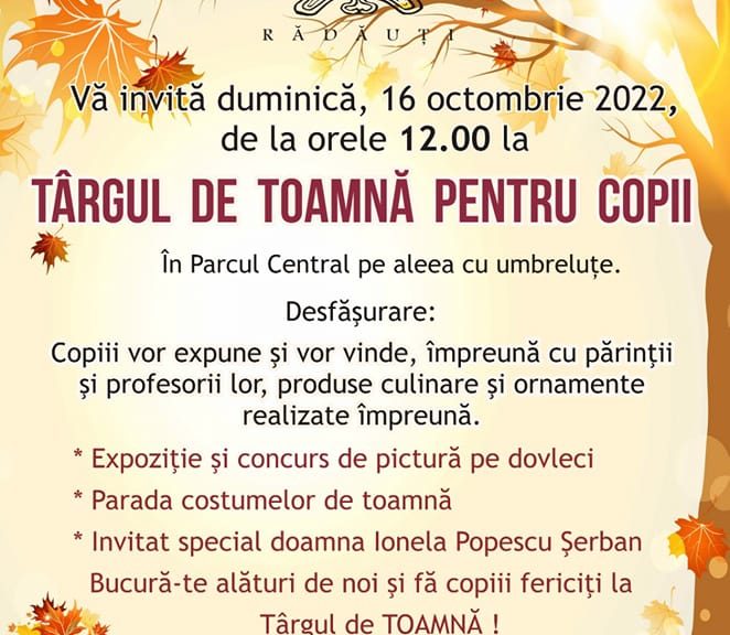 Aglomerație la Târgul de toamnă pentru copii RădăuțiZiar